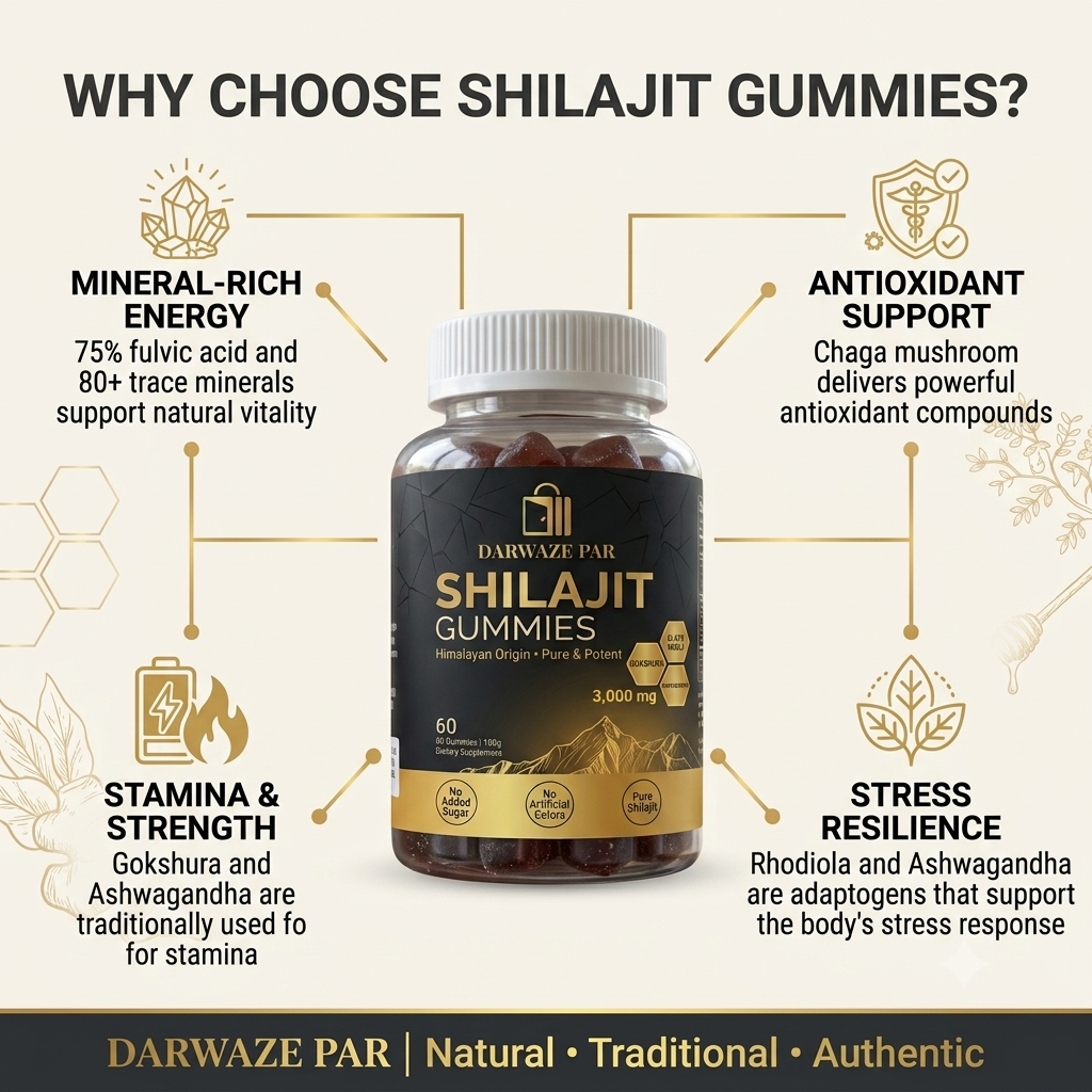 Shilajit Gummies – شيلاجيت جاميز طبيعي | Energy, Stamina & Daily Wellness Gummies