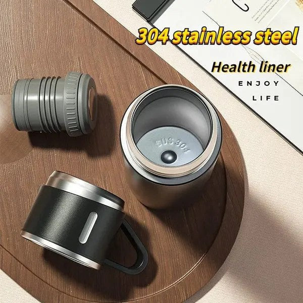 Vacuum Flask Gift Set – Stainless Steel Hot & Cold Thermos with Cups (Insulated Travel Set)