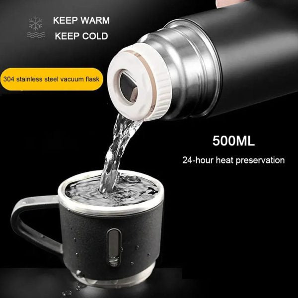 Vacuum Flask Gift Set – Stainless Steel Hot & Cold Thermos with Cups (Insulated Travel Set)