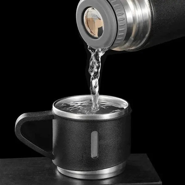 Vacuum Flask Gift Set – Stainless Steel Hot & Cold Thermos with Cups (Insulated Travel Set)