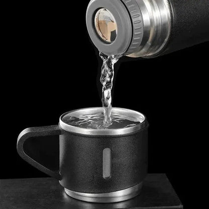 Vacuum Flask Gift Set – Stainless Steel Hot & Cold Thermos with Cups (Insulated Travel Set)