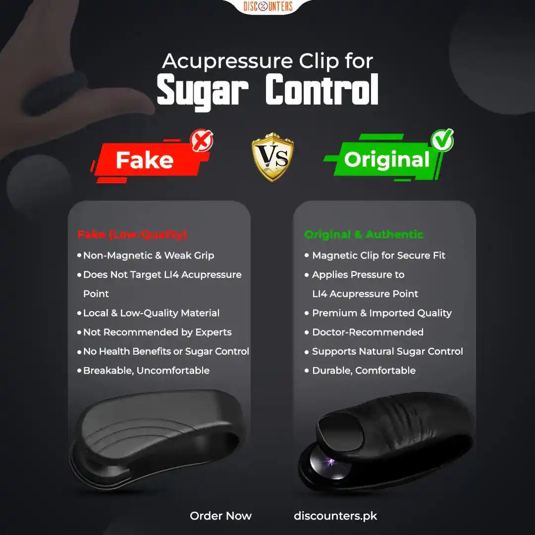 Sugar Control LI4 Acupressure Clip – جهاز ضغط نقاط اليد لتنظيم السكر | Acupressure Hand Clip for Wellness & Relaxation (2Pcs)