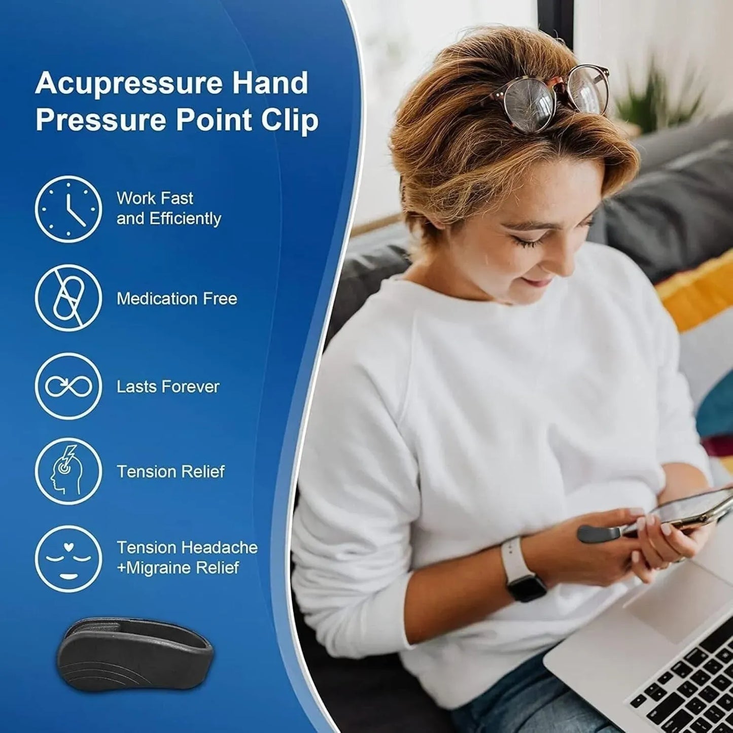 Sugar Control LI4 Acupressure Clip – جهاز ضغط نقاط اليد لتنظيم السكر | Acupressure Hand Clip for Wellness & Relaxation (2Pcs)