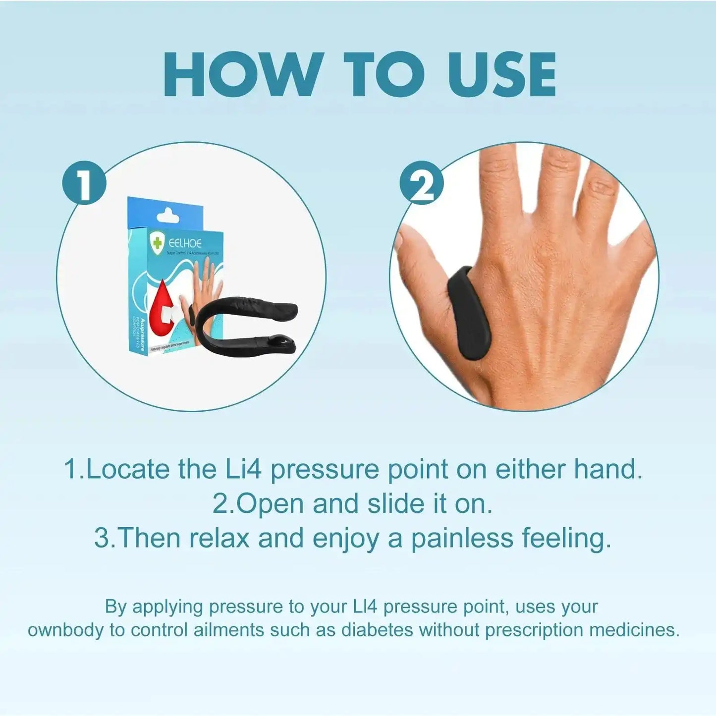 Sugar Control LI4 Acupressure Clip – جهاز ضغط نقاط اليد لتنظيم السكر | Acupressure Hand Clip for Wellness & Relaxation (2Pcs)